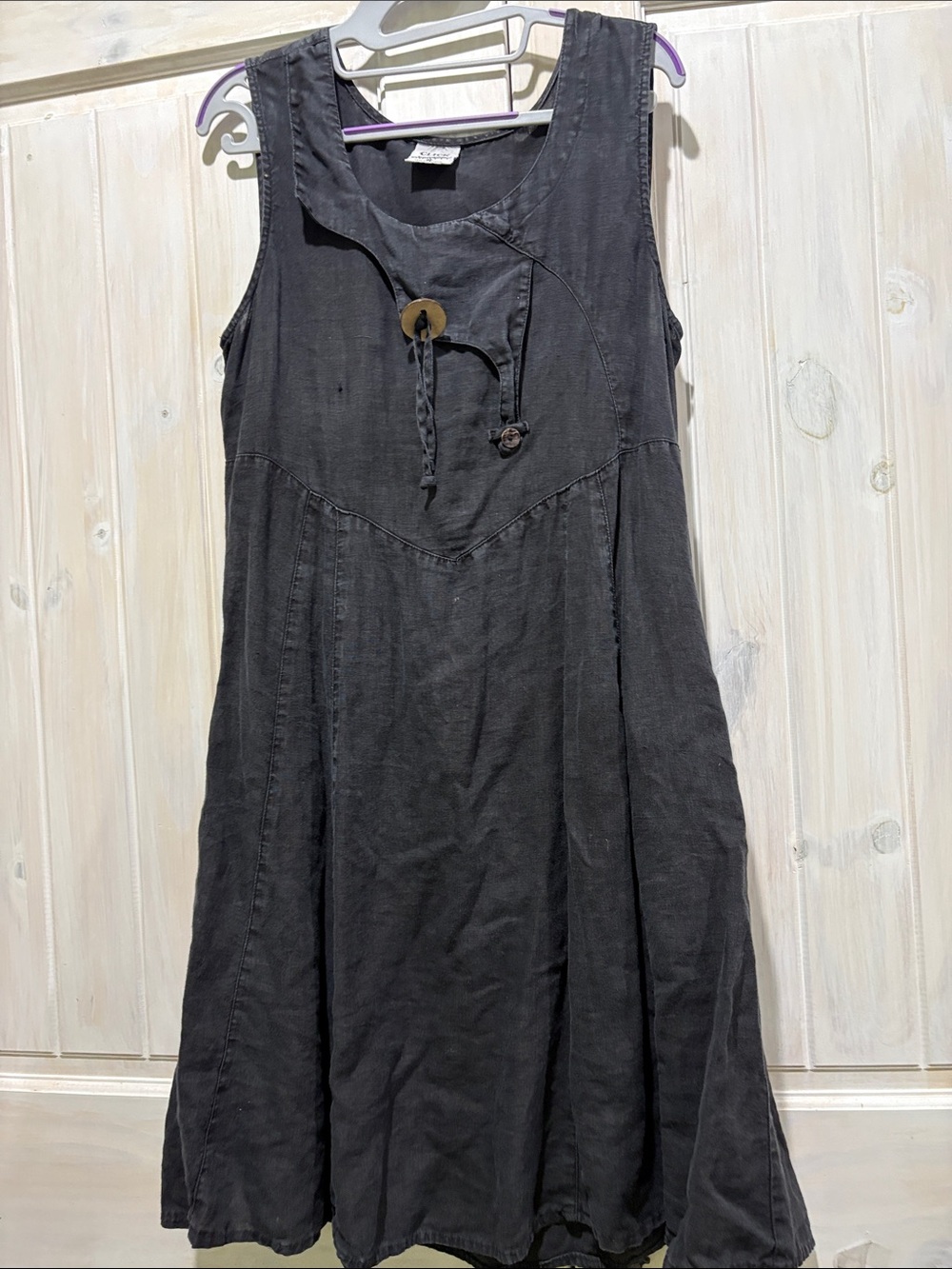 Click Linen Women’s Midi Dress in Black